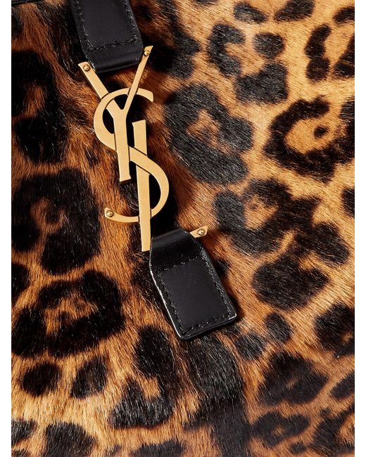 Saint Laurent Brown Le 5 À 7 Bea Leopard-Print Calf Hair Tote
