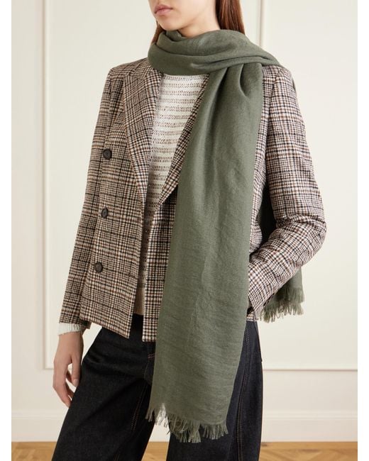 Brunello Cucinelli Green Karakorum Cashmere And Silk-Blend Scarf