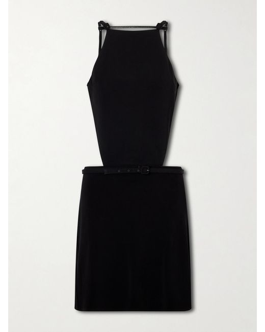 Courreges Black Open Back Jersey Mini Dress