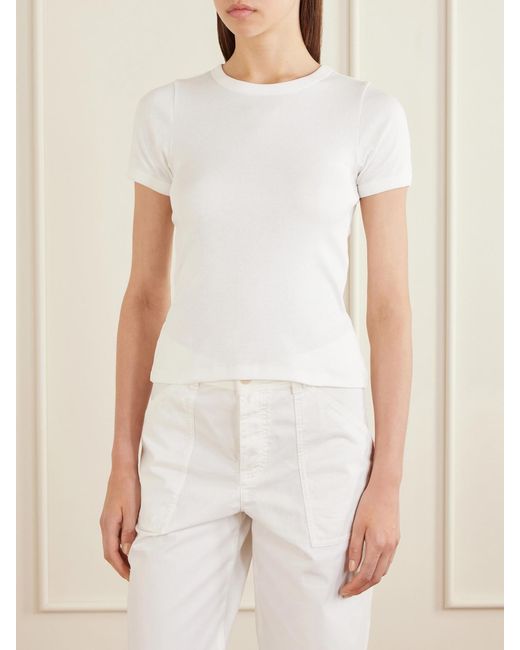 Flore Flore White Car Ribbed Organic Cotton-Jersey T-Shirt