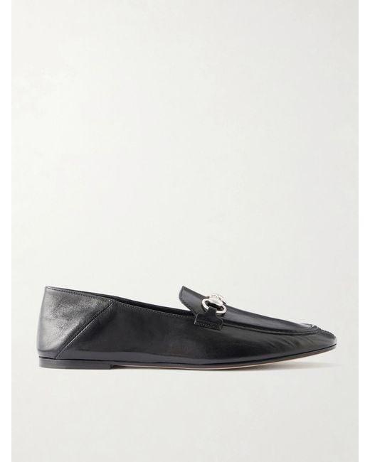 Gucci White Jordaan Horsebit-Detailed Leather Loafers
