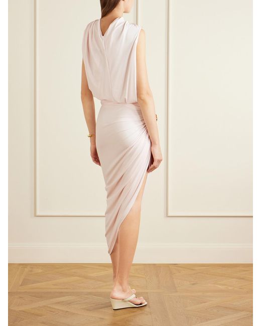Sportmax Pink Embellished Draped Jersey Midi Skirt