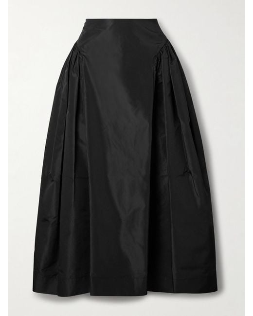 Simone Rocha Black Pleated Taffeta Midi Skirt