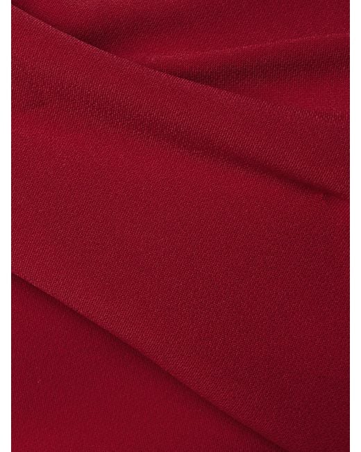 Carolina Herrera Red Off-The-Shoulder Draped Crepe Gown