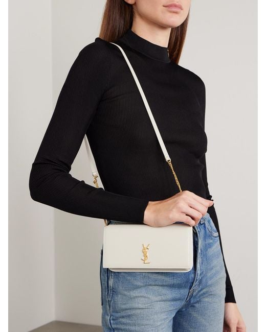 Saint Laurent White Cassandre Strap Leather Phone Case
