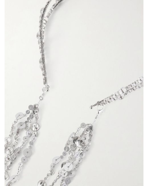 Jennifer Behr White Loretta Crystal-Embellished Rhodium-Plated Headband