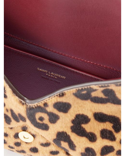 Saint Laurent Natural Cassandre Animal-Print Calf Hair Shoulder Bag