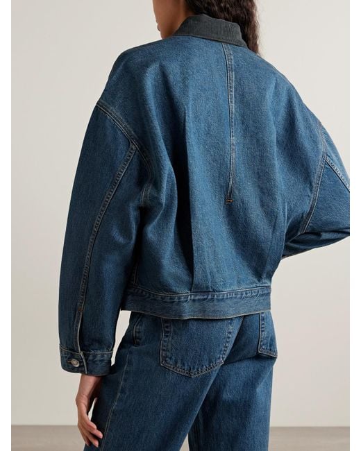SLVRLAKE Denim Blue Camden Corduroy-Trimmed Denim Jacket