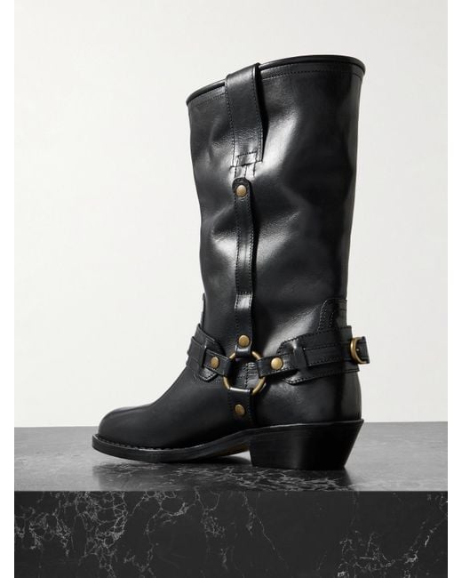 Isabel Marant Black Heiko Lederstiefel Mit Schnallen