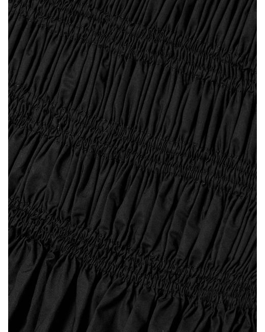 Matteau Black Shirred Organic Cotton-Poplin Mini Dress