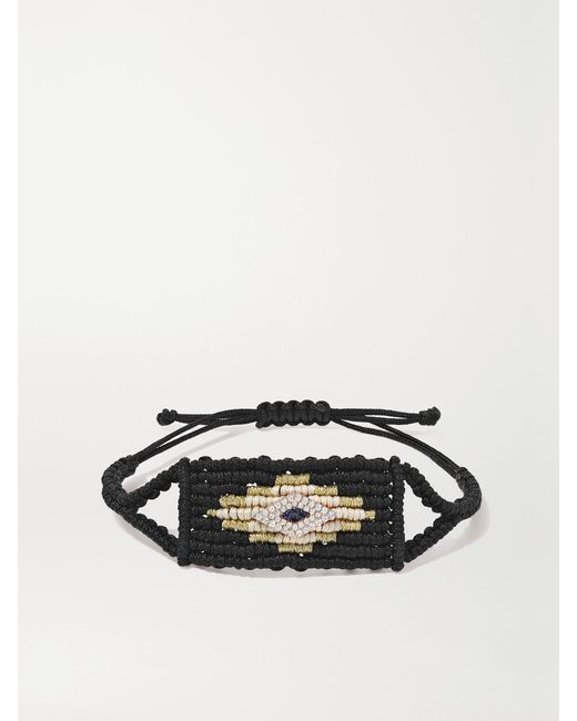 Diane Kordas White Evil Eye Woven Cord, Diamond And Sapphire Bracelet