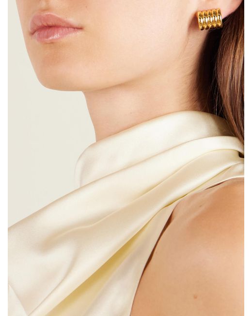 DEHANCHE Metallic Hollyhock Medium-Tone Earrings