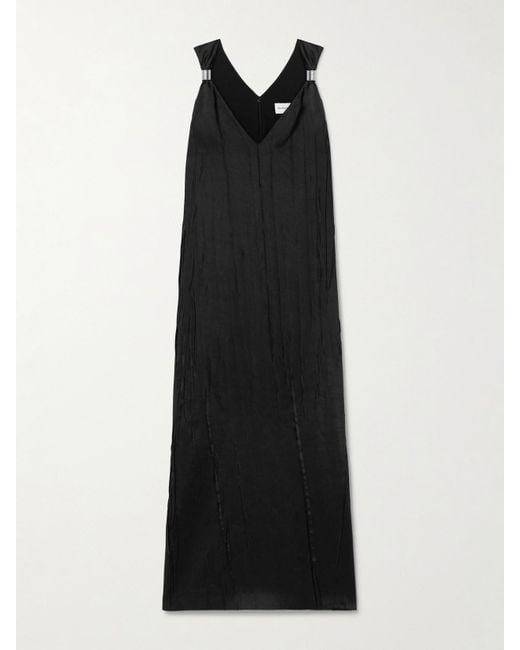 Brandon Maxwell Black The Keke Embellished Crinkled-Satin Midi Dress