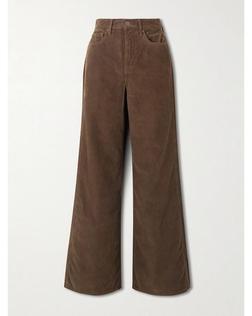 Veronica Beard Brown Taylor Cotton-Corduroy Wide-Leg Pants
