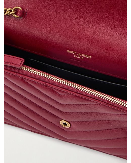 Saint Laurent Red Cassandre Mini Matelassé Leather Shoulder Bag