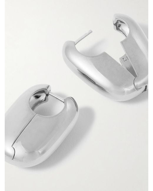 Laura Lombardi White Vola Rhodium-Plated Hoop Earrings