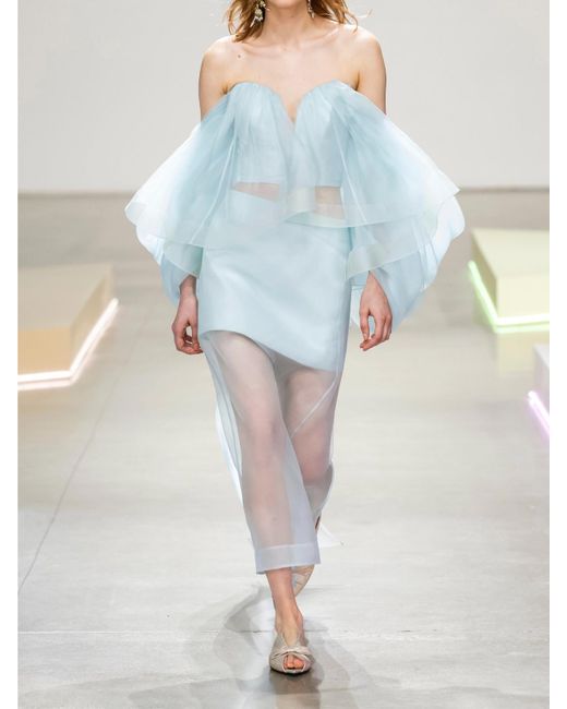 Jupe Midi En Organza De Soie À Superposition Crush Zimmermann en coloris Blue