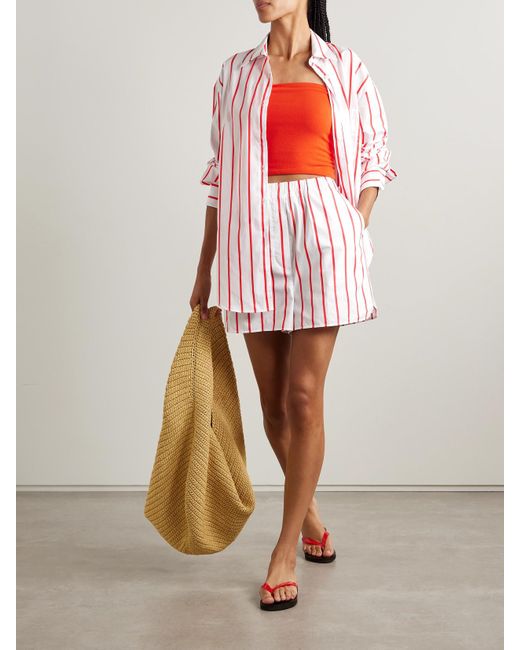 Frankie Shop Red Oversized-Hemd Aus Gestreifter Baumwollpopeline