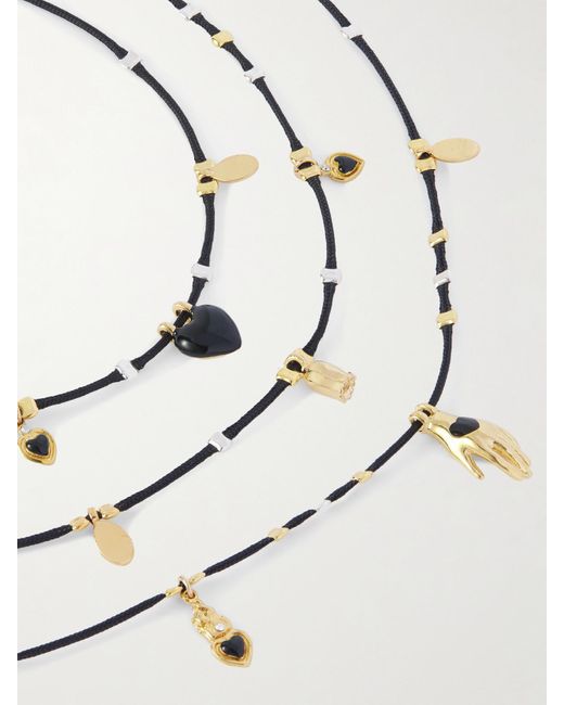 Isabel Marant White Happiness And-Tone, Enamel, Crystal And Cord Necklace