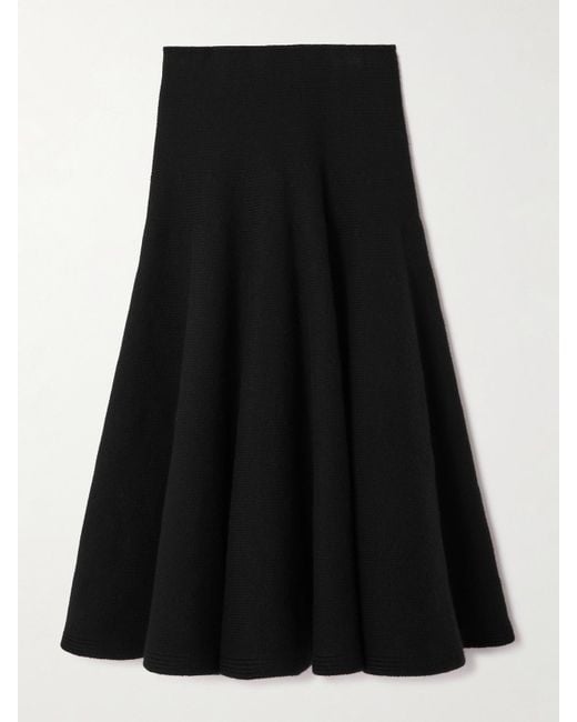 Alaïa Black Pleated Knitted Cashmere And Wool-Blend Midi Skirt