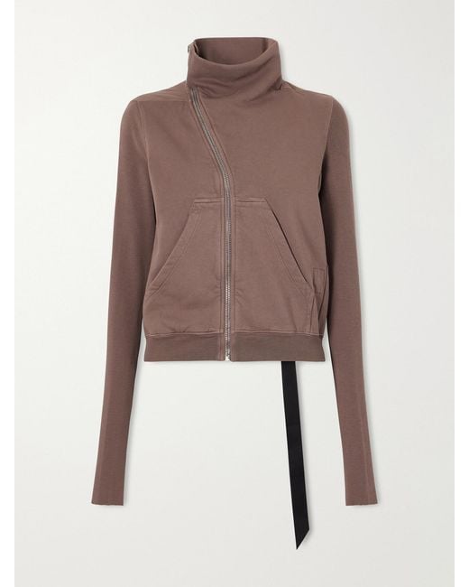 Rick Owens Brown Drkshdw Cotton-Jersey Zip-Up Cardigan