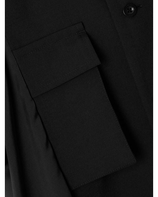 Sacai Black Minikleid Aus Crêpe Und Satin