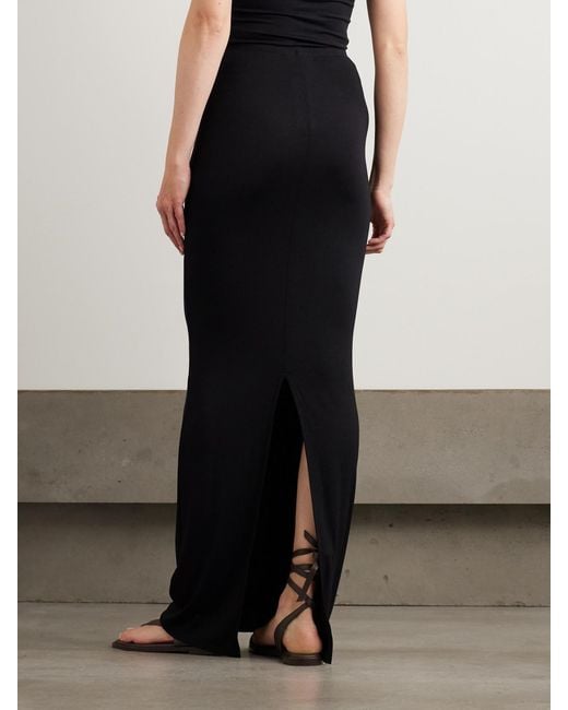 ÉTERNE Black Stretch-Jersey Maxi Skirt