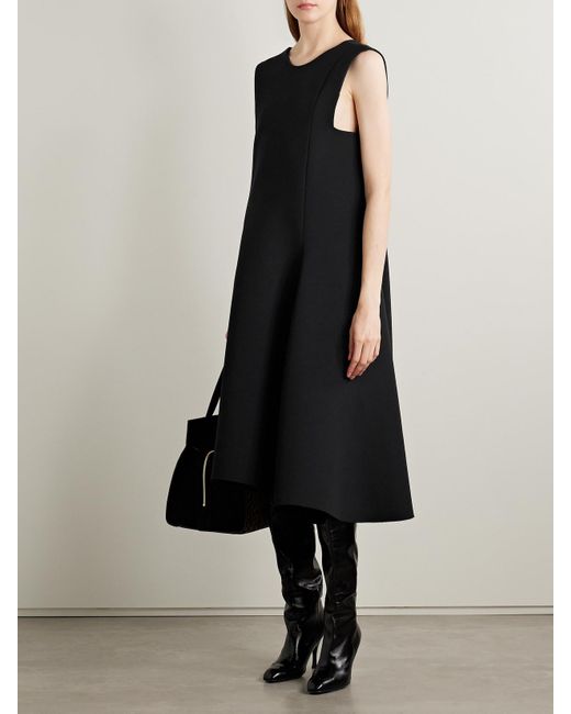Khaite Black Medow Crepe Midi Dress