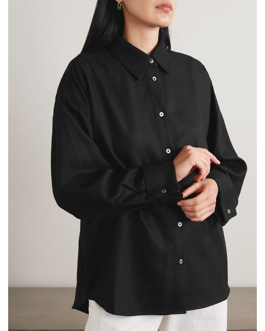 The Elder Statesman Black Brushed Wool And Cashmere-Blend Shirt