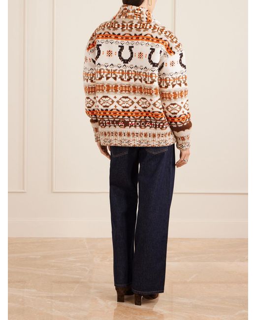 Stella McCartney Brown Jacquard-Knit Wool Cardigan