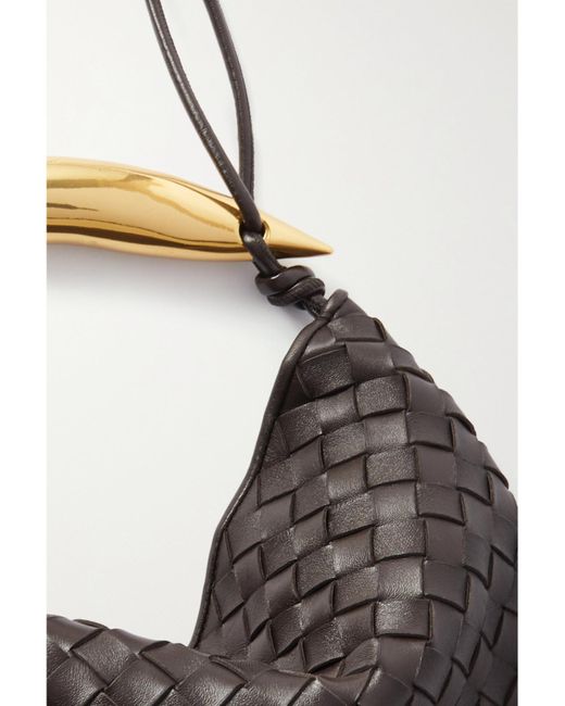 Bottega Veneta Black Sardine Medium Intrecciato Leather Shoulder Bag