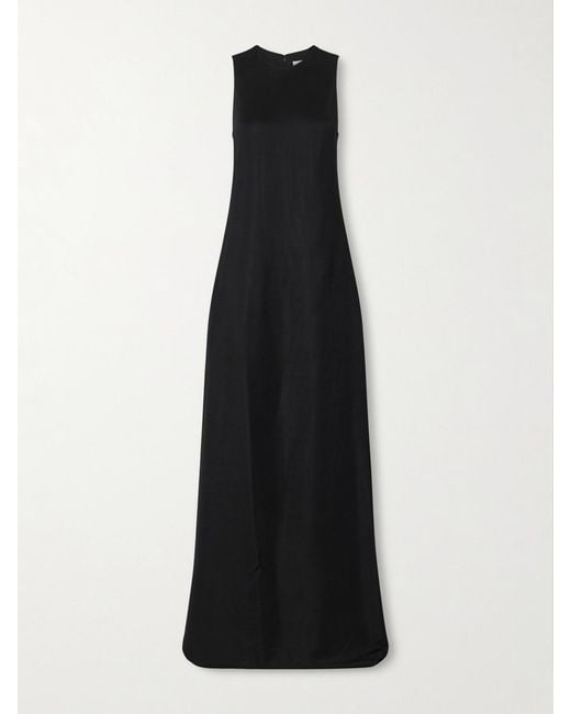 Veronica de Piante Black Carmen Satin-Jersey Maxi Dress