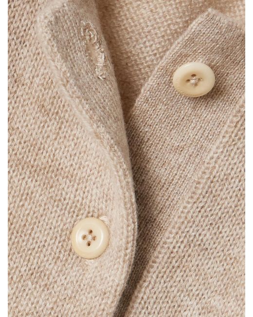 The Elder Statesman Natural Laurel Cashmere Polo Sweater