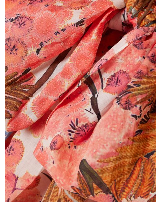 Thierry Colson Red Zorah Printed Cotton-Voile Maxi Dress