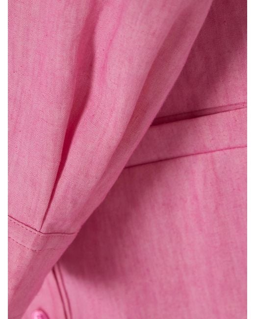 Jacquemus Pink Baunhilha Layered Linen Mini Shirt Dress