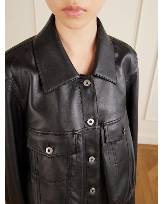 Loewe Black Gathered Leather Jacket