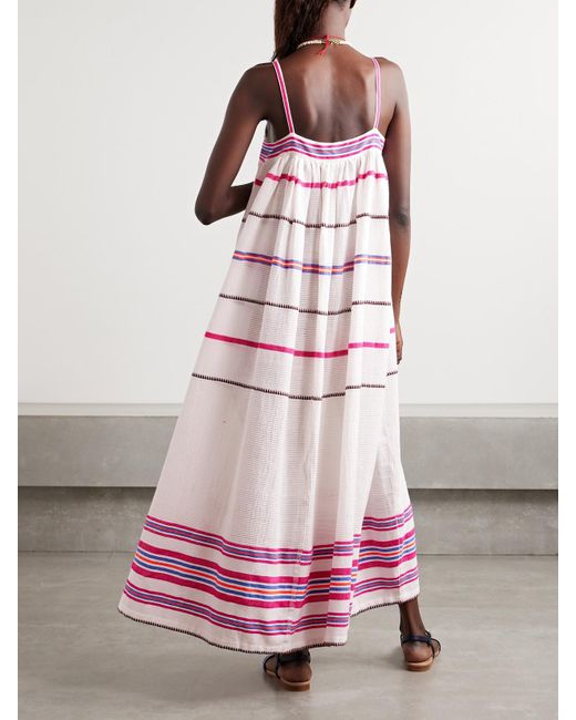 Lemlem Pink Eda Maxikleid Aus Einer Gestreiften Baumwollmischung
