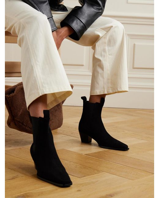 Totême Black The City Suede Chelsea Boots