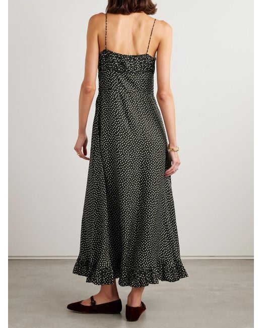 Doen Green Rosaria Midikleid Aus Einer Seidenmischung Mit Polka-Dots