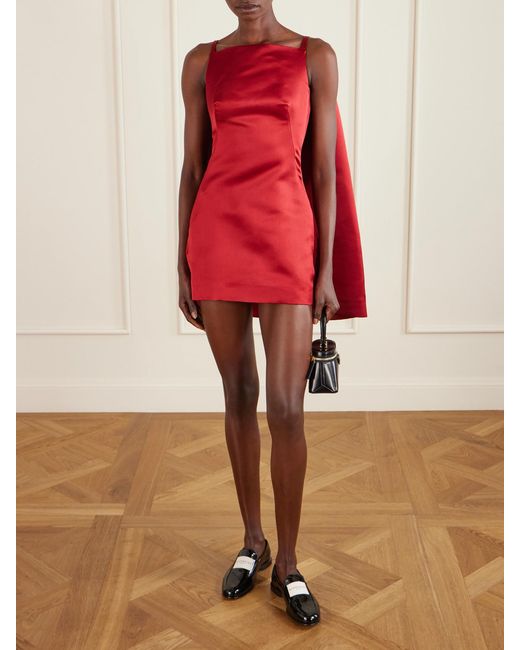 Givenchy Red Cape-Effect Silk-Satin Mini Dress