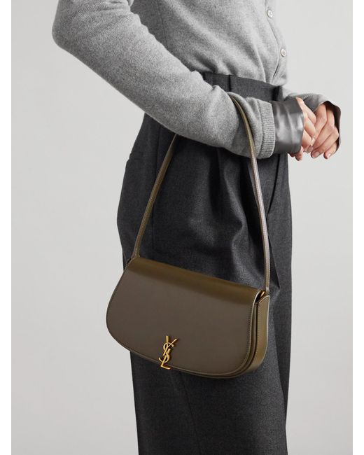 Saint Laurent Gray Voltaire Mini Schultertasche Aus Leder