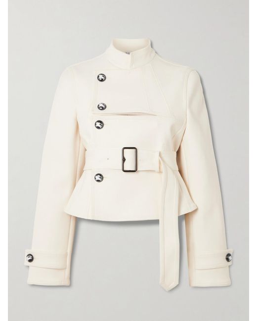 Burberry Natural Embellished Belted Canvas Jacket