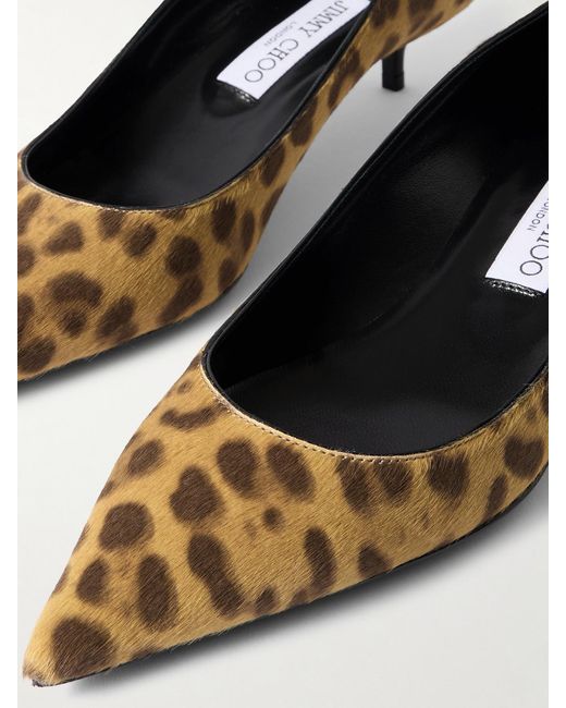 Jimmy Choo Natural Amelia 40 Leopard-Print Calf Hair Pumps