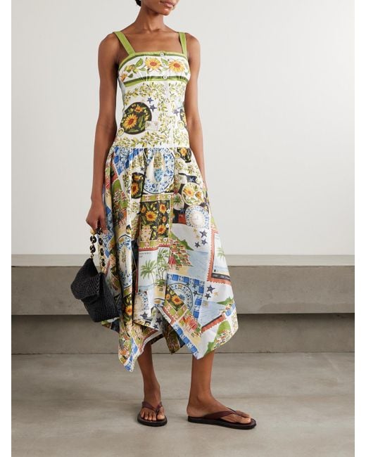 Robe Midi En Coton Imprimé À Smocks Et À Fronces Latin Trip Farm Rio en coloris White