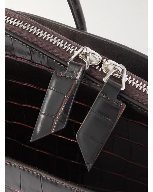The Attico Black La Passeggiata Small Asymmetric Croc-Effect Leather Tote