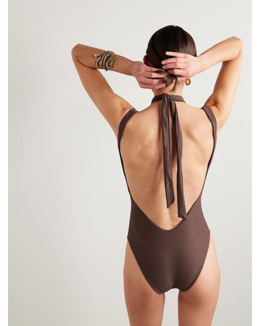 Kiki de Montparnasse Brown La Sirene Halterneck Swimsuit