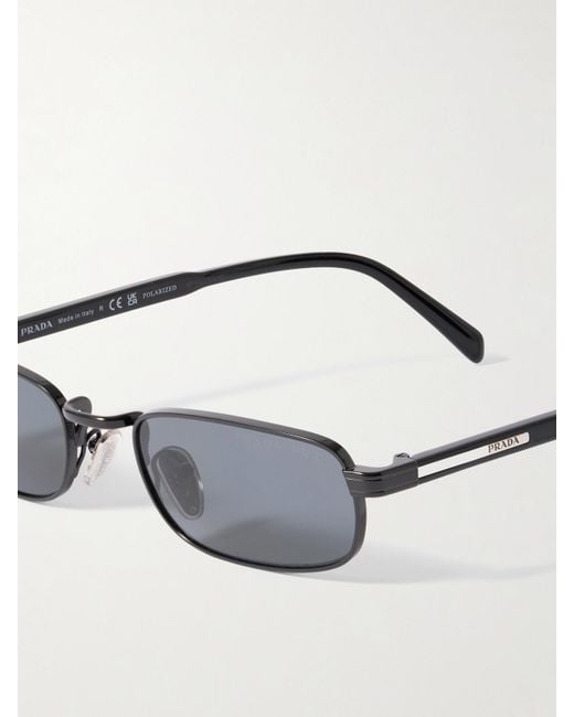 Prada Black Rectangle-Frame Metal Sunglasses