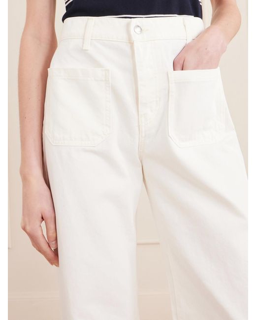Nili Lotan White Florence High-Rise Distressed Flared Jeans