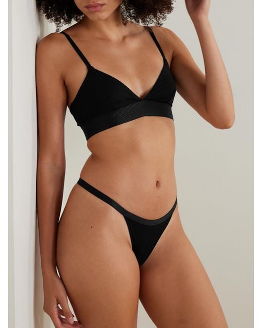 CDLP Black Set Of Three Stretch-Tencel Lyocell Thongs