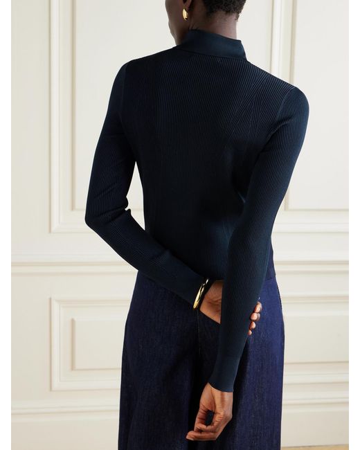 Dries Van Noten Blue Ribbed-Knit Cardigan